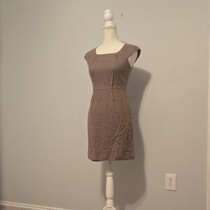 Banana Republic Brown Asymmetrical Sheath Dress Square Neck Sleeveless